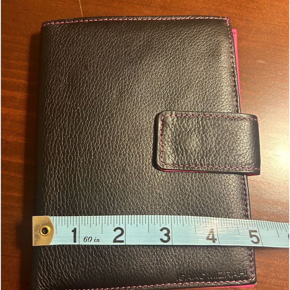 Passport Wallet - Black outside & pink inside.